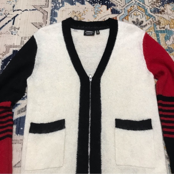 🐲💙WESC color blocked wool-mohair blend Unisex Knitted sweater - Picture 6 of 10